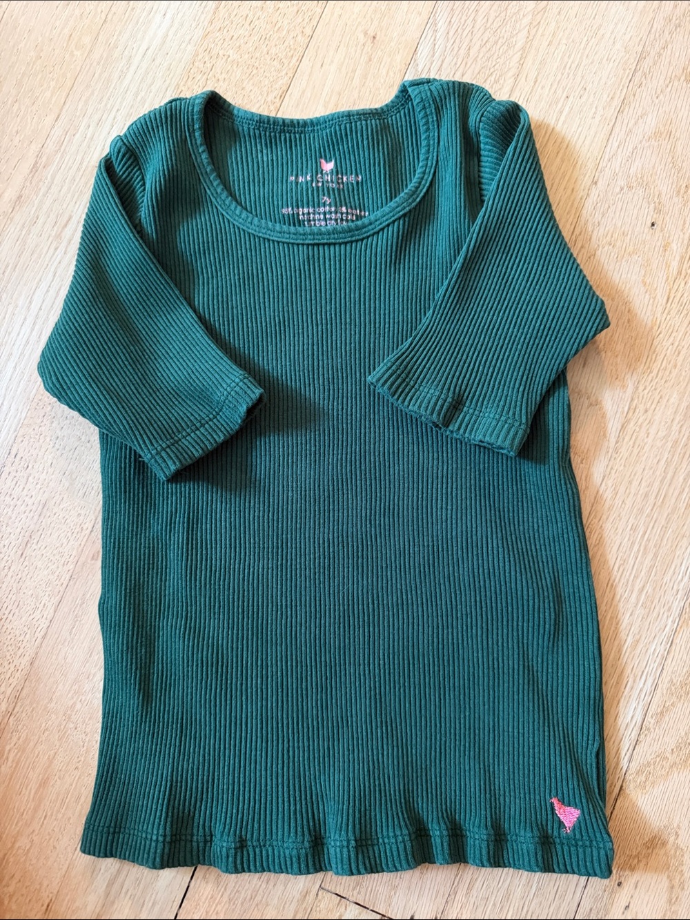 Pink Chicken Teal Ribbed Scoop Neck Long Sleeve Top